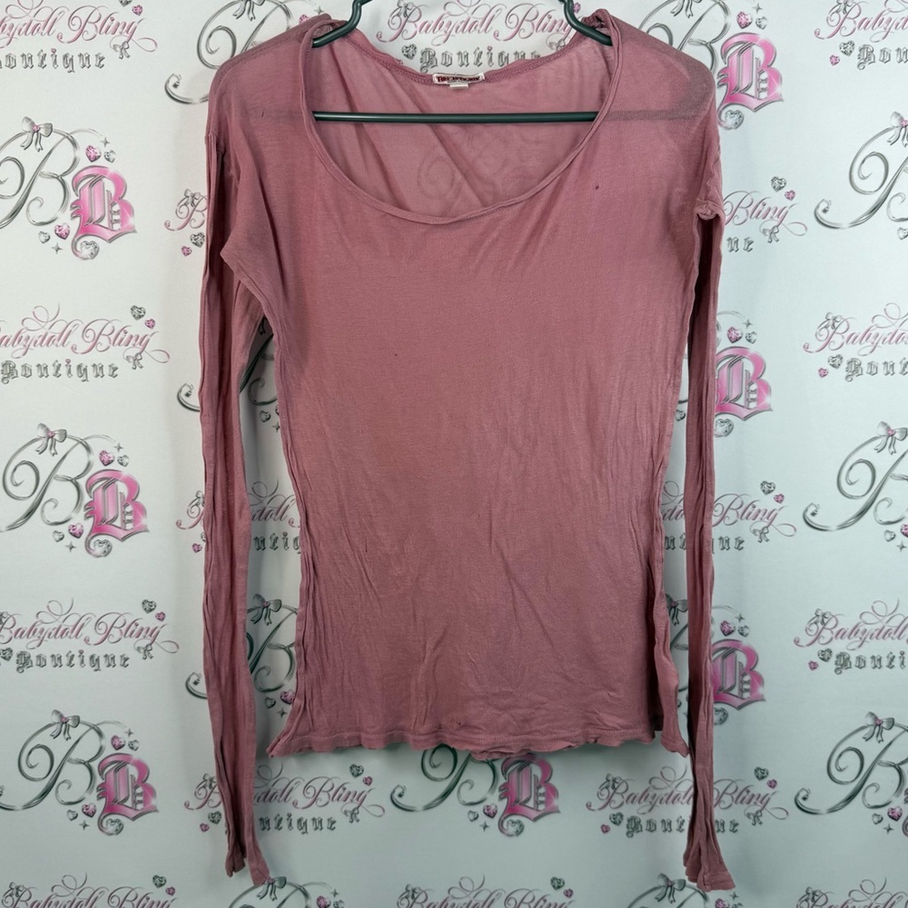 True Religion shirt top stretchy lightweight thin Mauve Long Sleeve Top